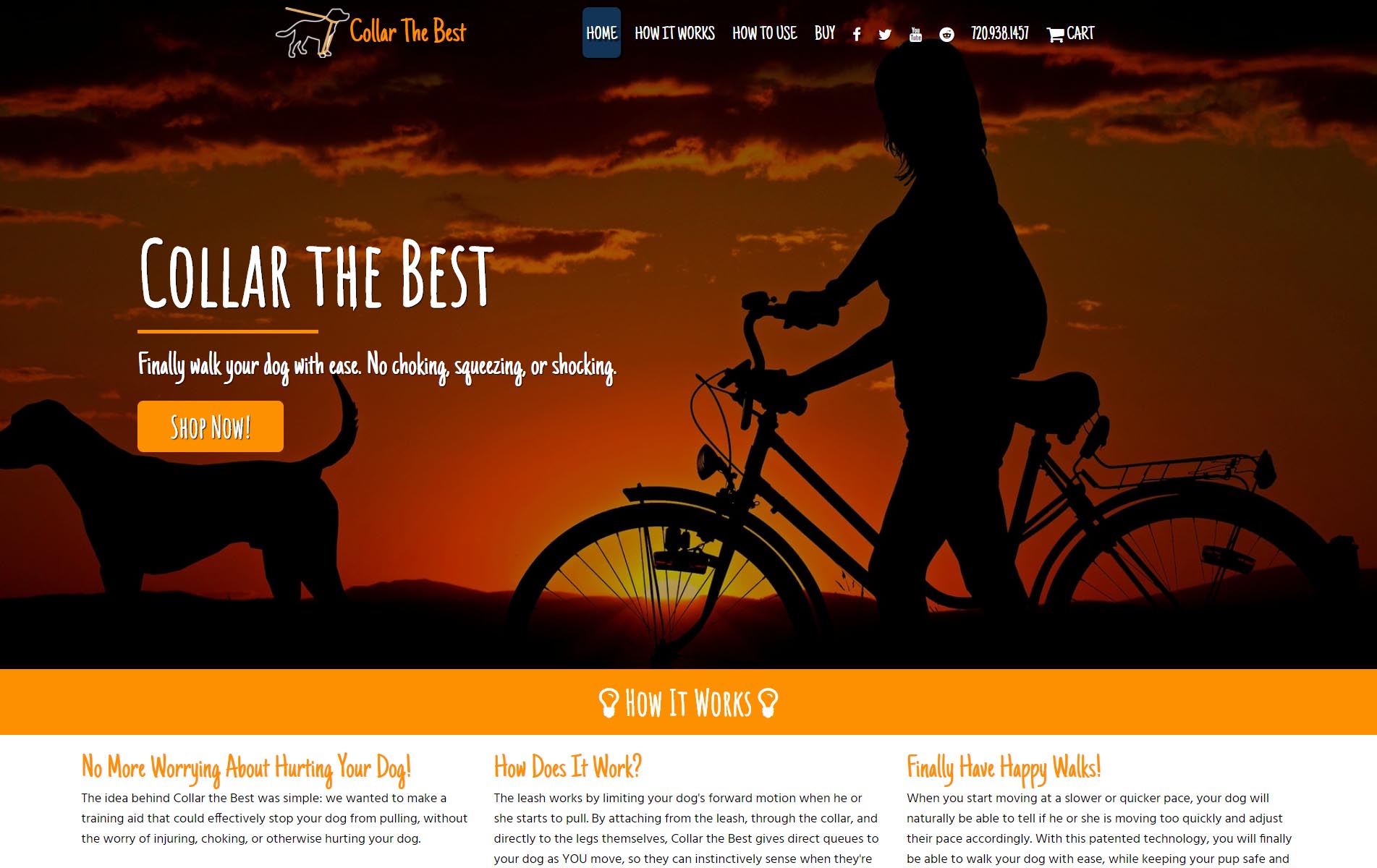 An effective no-pull dog collar and training aid that uses leg straps to instinctively stop your dog from pulling. No choking, squeezing, or shocking. The leash works by limiting your dog's forward motion when he or she starts to pull. By attaching from the leash, through the collar, and directly to the legs themselves, Collar the Best gives direct queues to your dog as YOU move, so they can instinctively sense when they're going too quick.